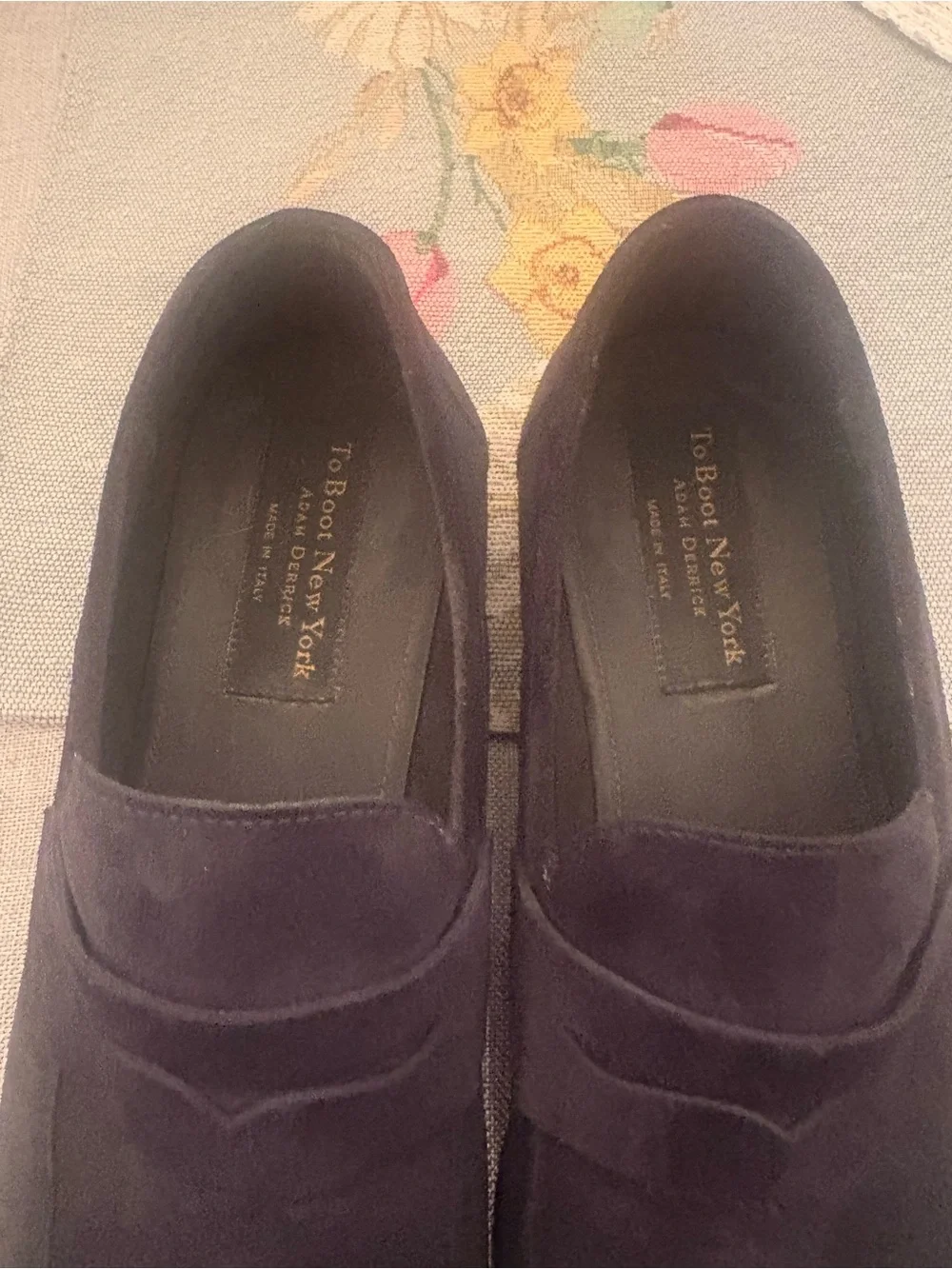 Men's Blue Suede Penny Loafers - Classic Slip-On Dress Shoes Too Boot New York